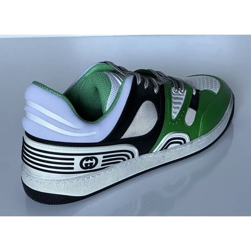 Gucci Men's Low-top White/Green Leather Sneakers 11.5 US (Gucci 11G) 697882 NIB